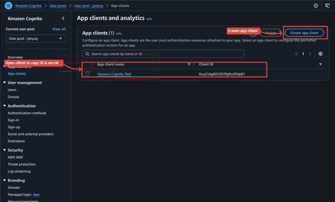 App clients — create and open client