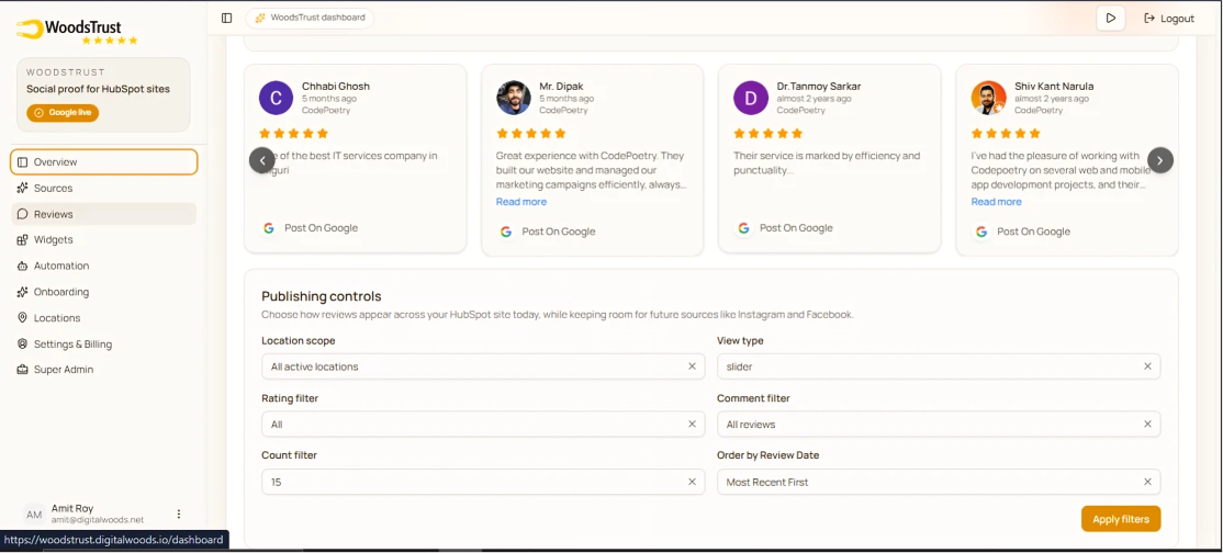 HubSpot customer portal dashboard interface