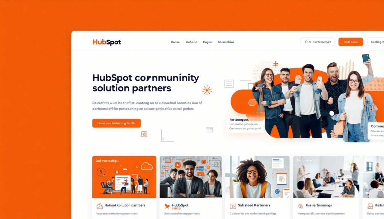 To create an appealing image for HubSpot solution partners focus on showcasing the benefits of collaboration and the value of partnership Incorporate elements that highlight mutual growth such as vibrant visuals of successful businesses engaging info