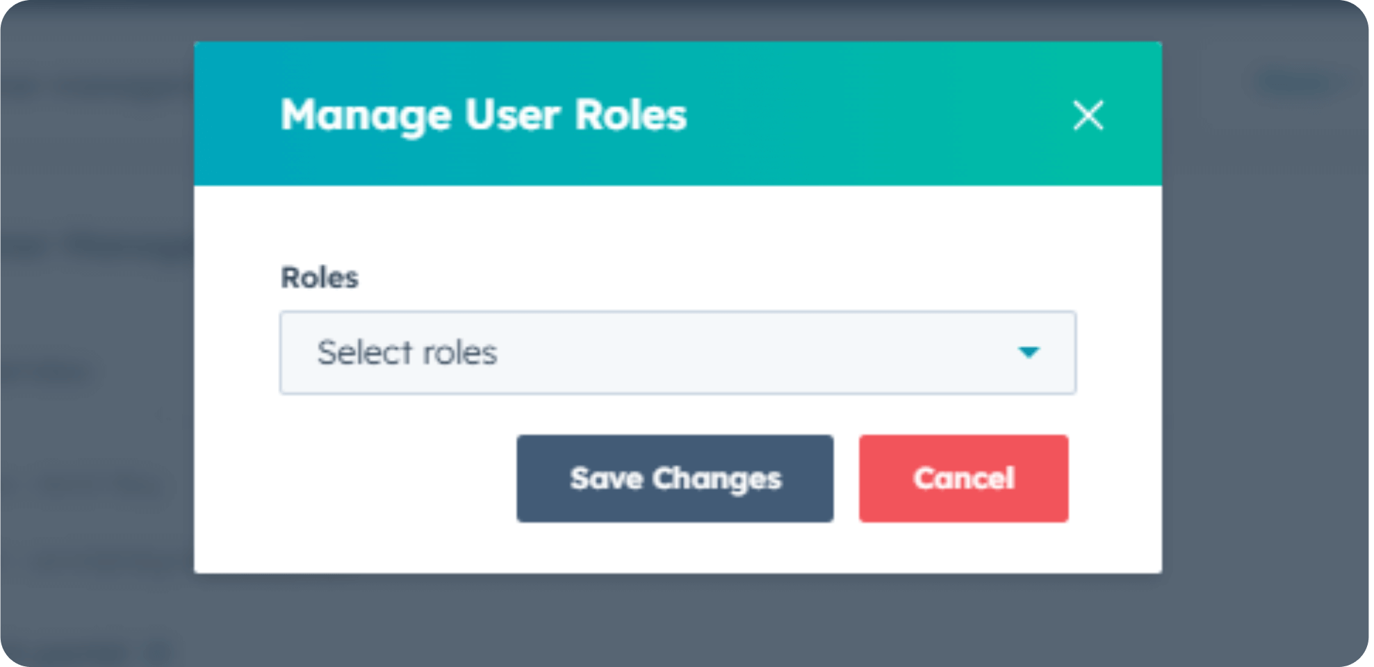 Popup for selecting a user role in a HubSpot customer portal